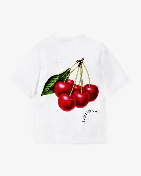 Cherry T-Shirt von Rotholz – Detail des Cherry-Prints auf der Rückseite
