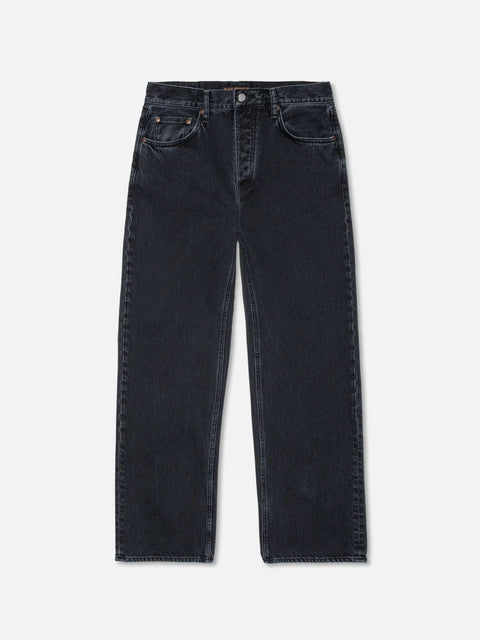 Tuff Tony von Nudie Jeans in Black Vintage – lockere Jeans mit geradem Bein aus Rigid Denim